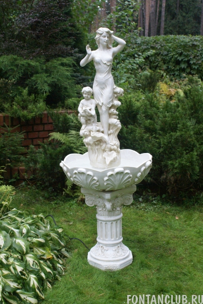 Фонтан садовый Девушка с ребенком, большая, Н=152см, полистоун, F1341