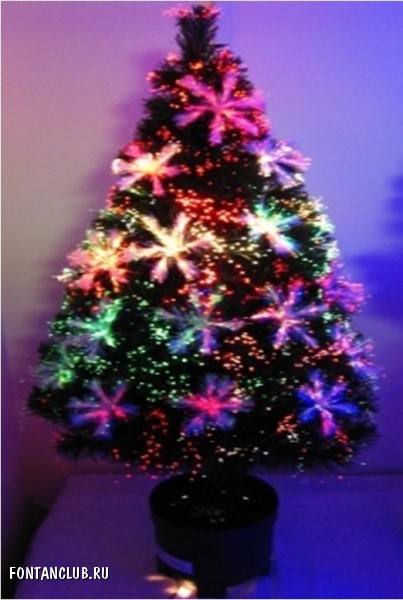 Светодиодная оптоволоконная елка светящаяся, со снежинками, 80см