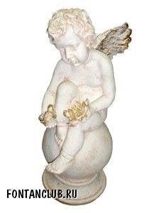 Фигура садовая Ангел на шаре с птичкой, артикул 306, высота 68 см